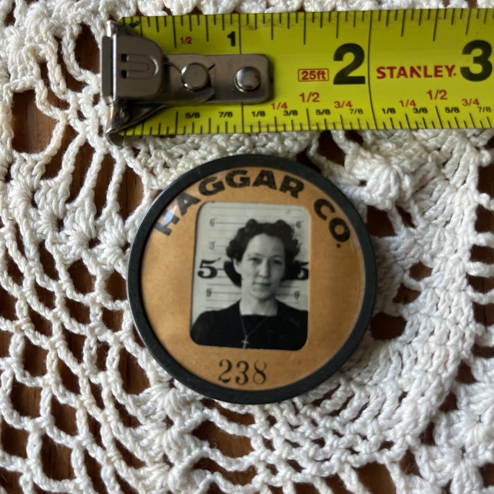Mid 20th Century Haggar Co. Vintage Button with Black and Tan Design